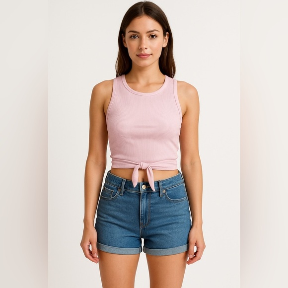 Pacsun PAC Pink Ribbed Ballet Crop Top Womens Beach Summer Festival Rodeo M - Picture 1 of 10